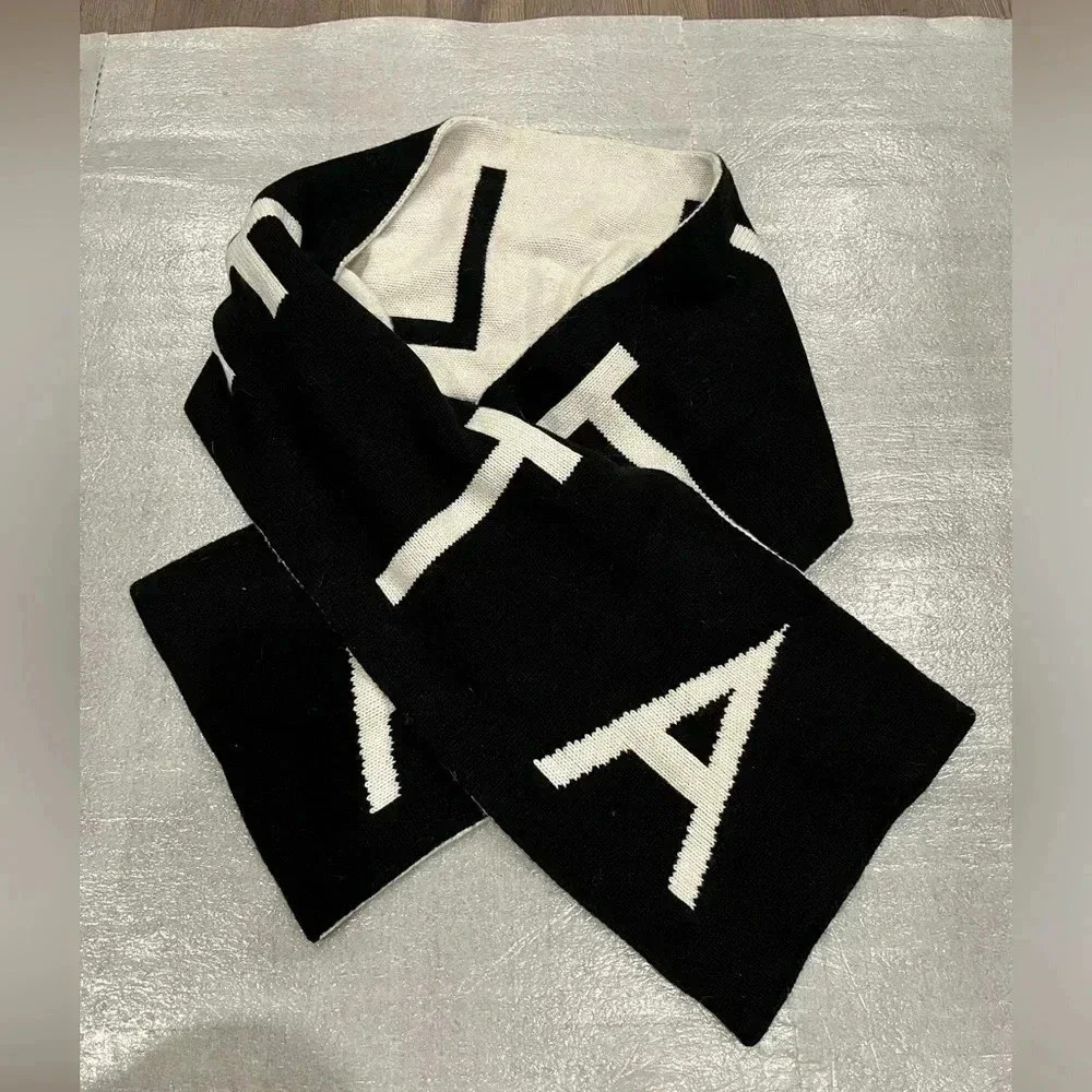 [10*60”]Athleta Daily Knit Spell Out Reversible Cashmere Wool Blend  Scarf - Picture 2 of 4